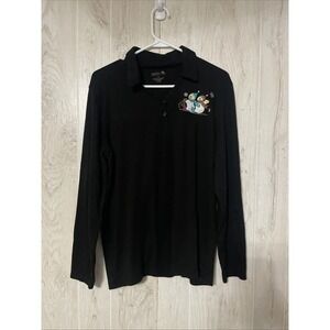 Hampshire Studio Embroidered Snowman Christmas Top - Black, Xl